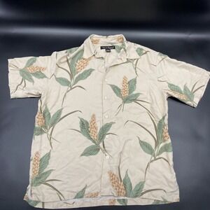 Tori Richard Honolulu Hawaiian Shirt Mens Size L 100%‎ Silk Hawaiian Flowers EUC